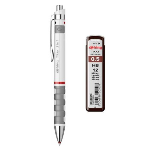 Multipen tikky 3 in 1 alb(pix negru/rosu/cm 0.5 mm) 1904451