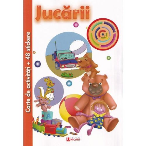 Carte de activitati cu 48 stickere: Jucarii