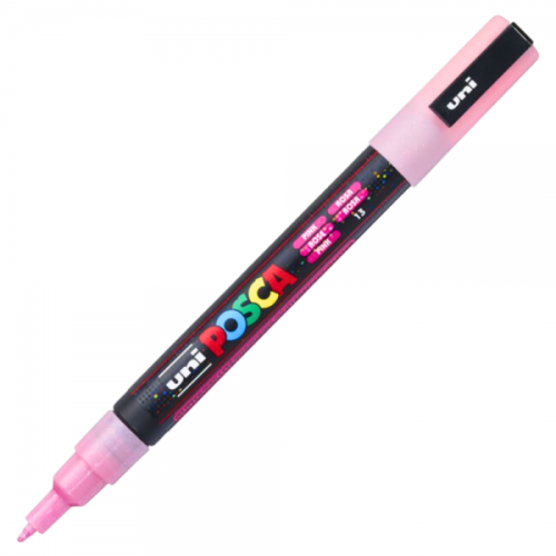 Marker uni pc-3m posca 09-13mm roz cu sclipici m1279