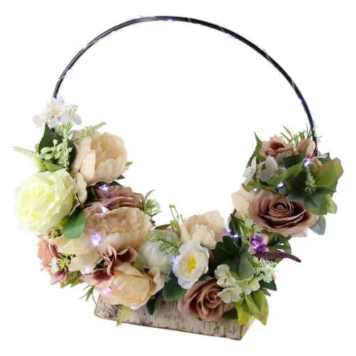 Aranjament floral coronita cu led 44cm