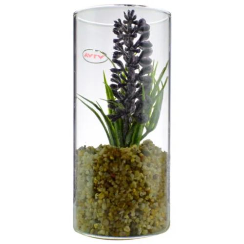 Floare artificiala lavanda in rec sticla 6x12cm 427486