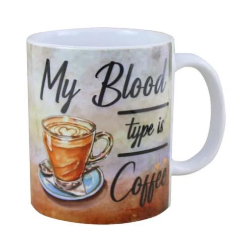 Cana ceramica my blood type is coffee 330 ml 2226