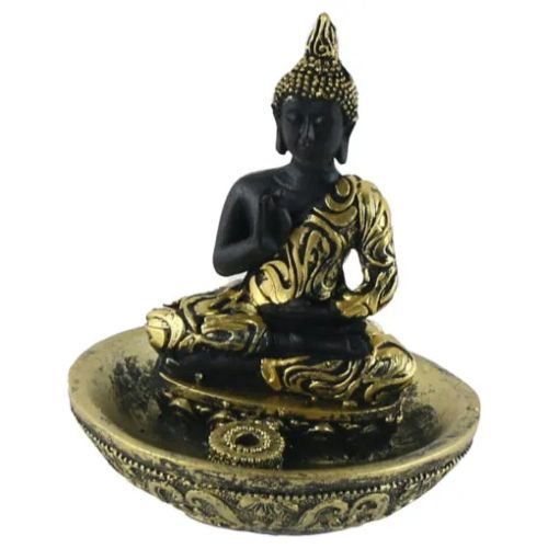 Statueta buddha suport betisoare parfumate 11cm auriu 38335