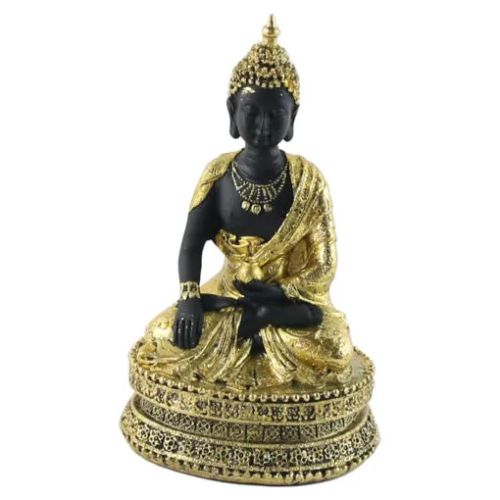 Statueta buddha 15 cm din rasina negru/auriu 38337