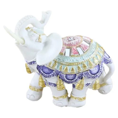 Figurina elefant din rasina aurie 12x11 cm colorat 38338